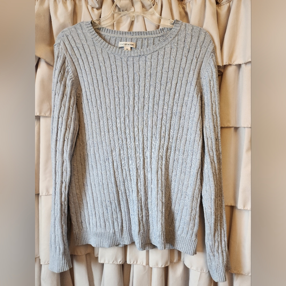 Women's Croft and Barrow Light Blue Cable Knit Sweater Size Medium